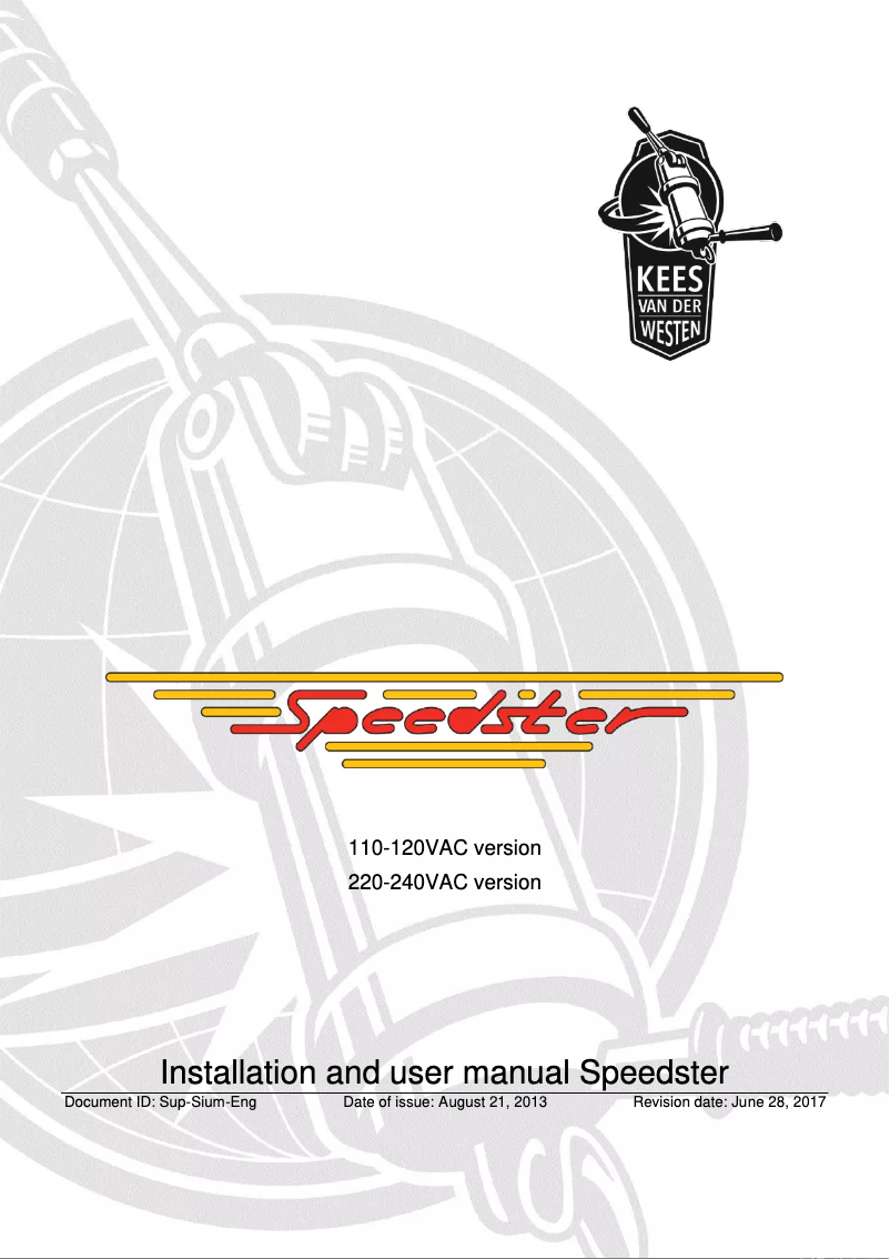First page image of the manual for Speedster