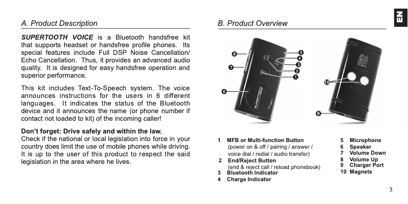 Page 1 of the manual User Manual SuperTooth Voice