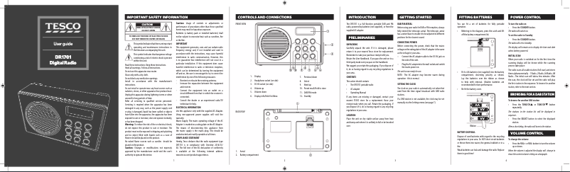Page 1 of the manual User Manual Tesco DR1701