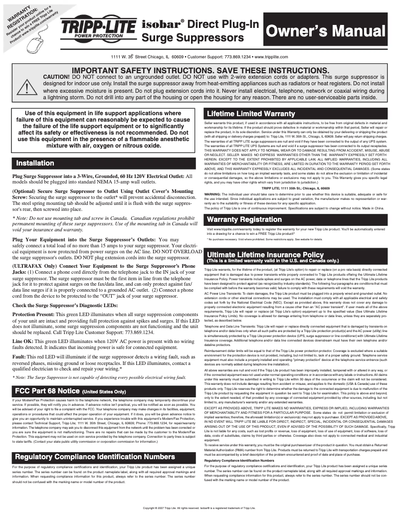 Page 1 of the manual User Manual Tripp Lite IBLOK2-0