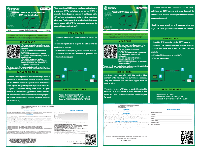 First page image of the manual for CCTV-403