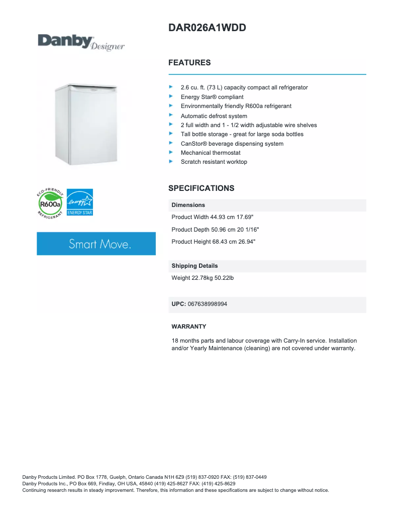 First page image of the manual for DAR026A1