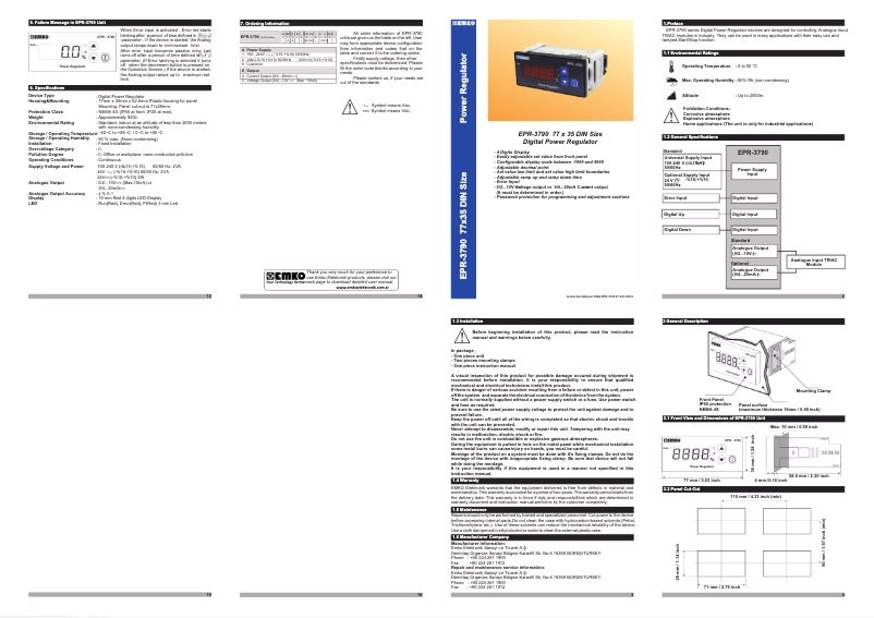 First page image of the manual for EPR-3790