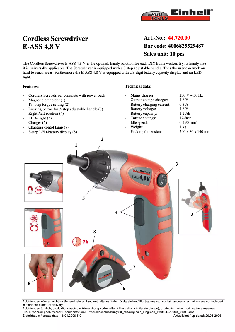 First page image of the manual for E-ASS 4,8V