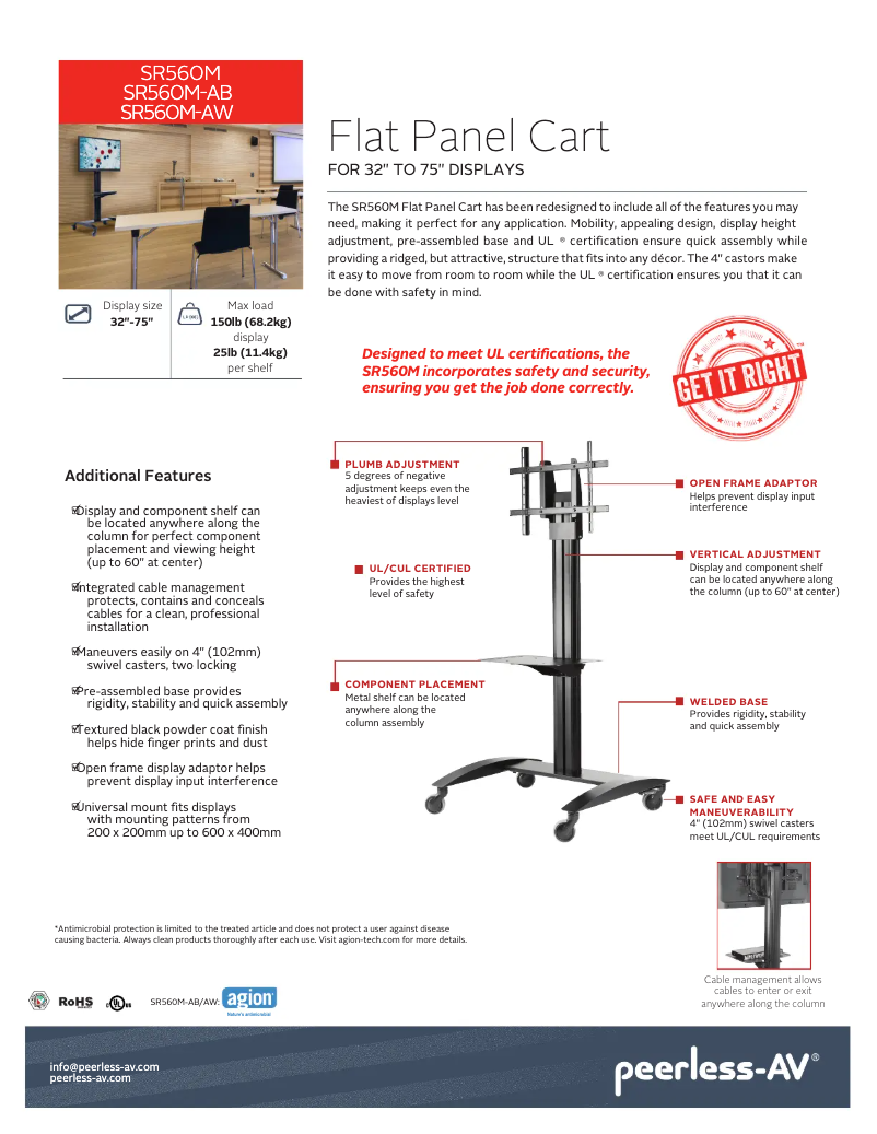 Page 1 of the manual User Manual Peerless-AV SR560M-AW