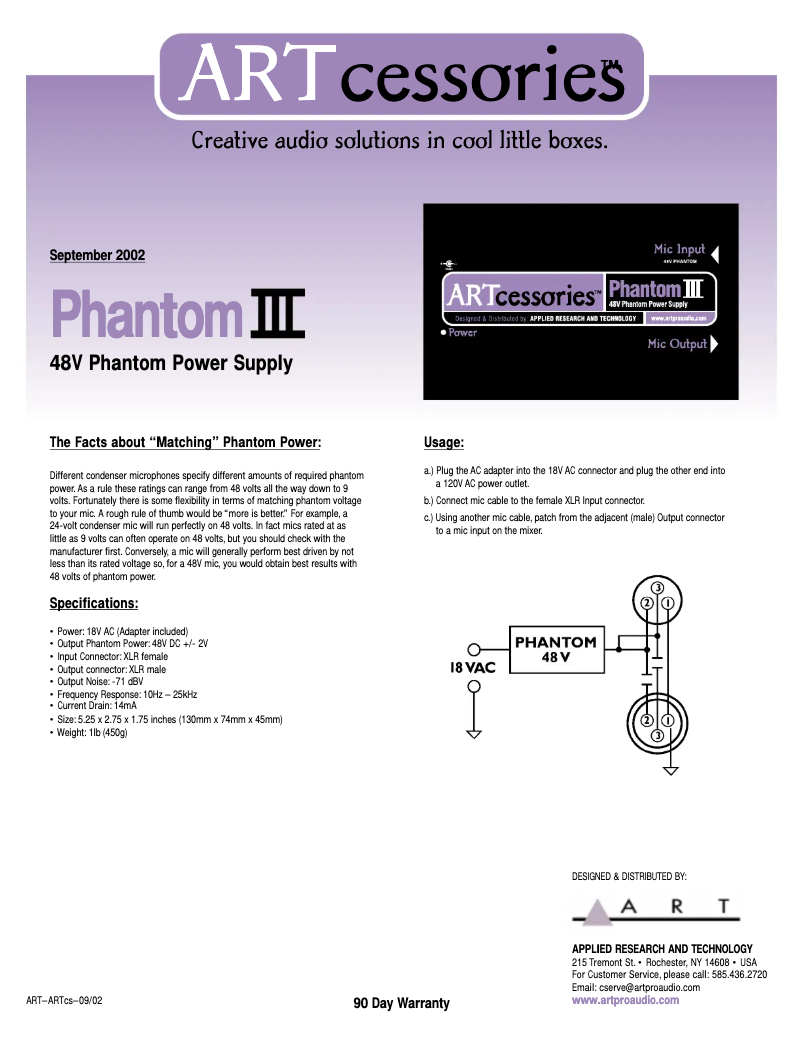 First page image of the manual for Phantom I