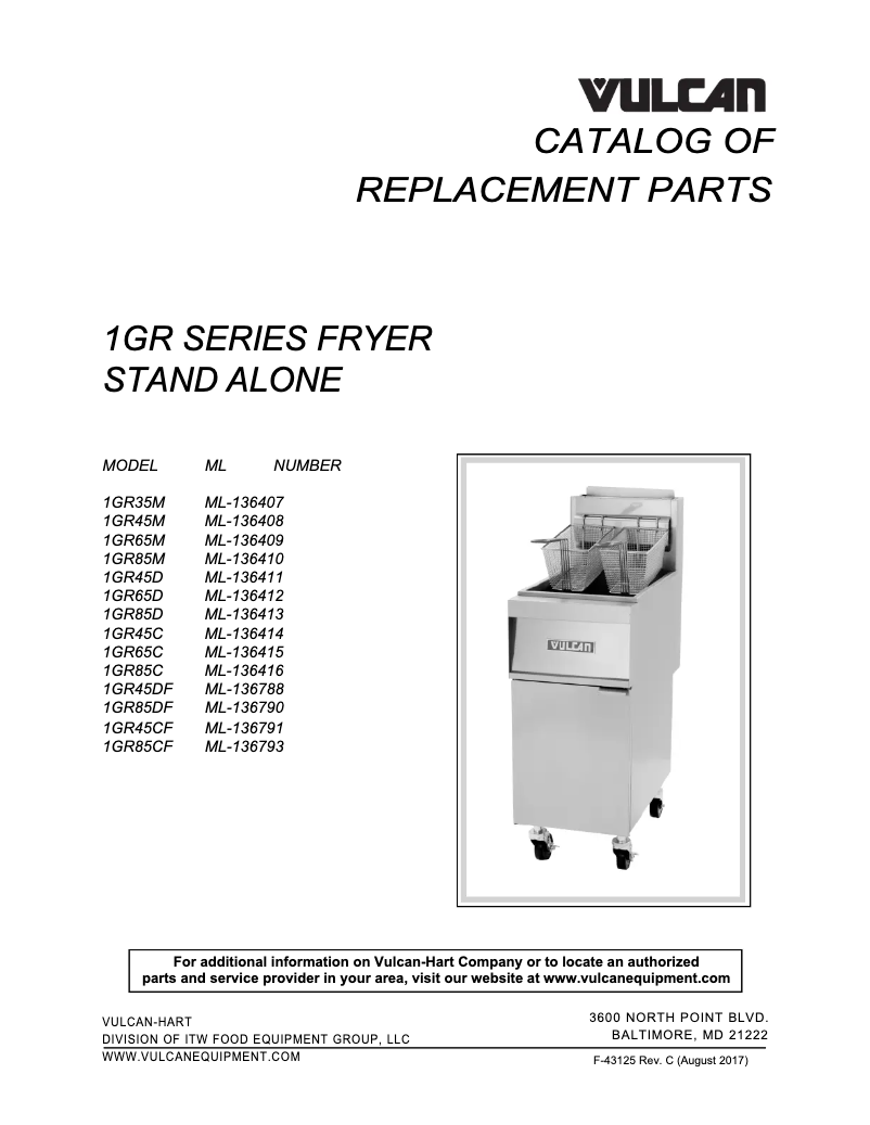 Page 1 of the manual Catalogue Vulcan GR35