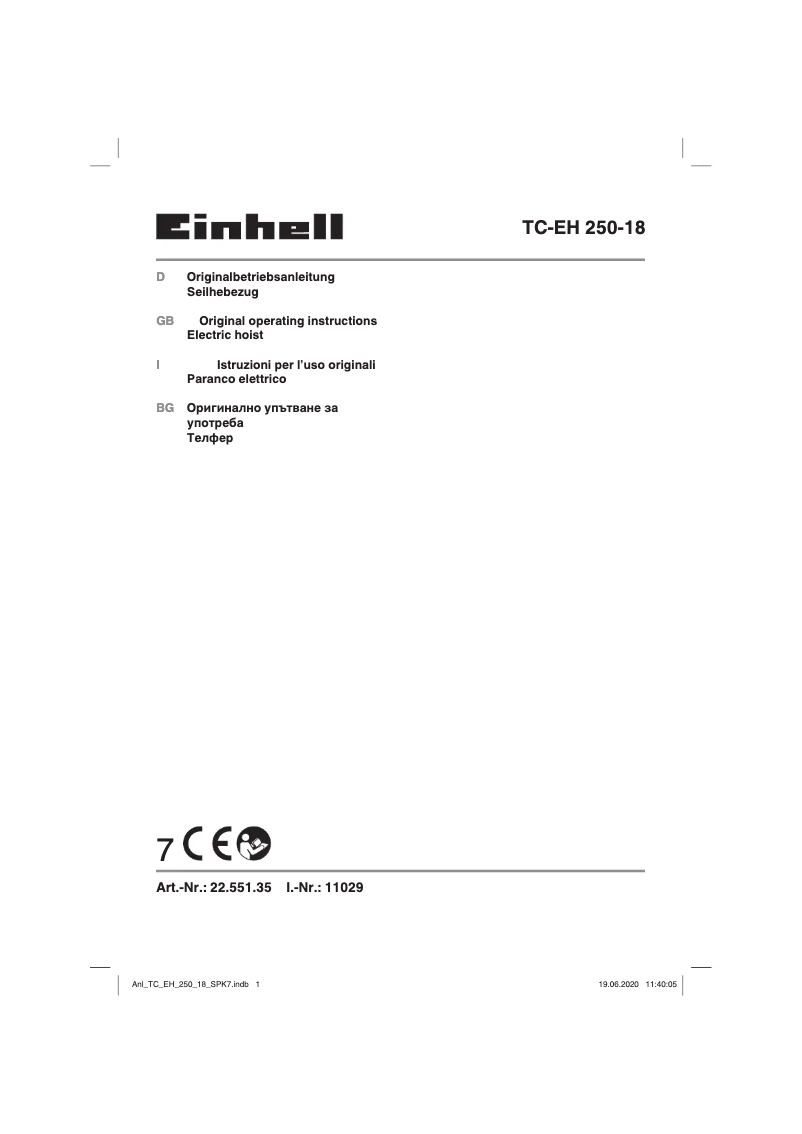 Page 1 of the manual User Manual Einhell TC-EH 250-18