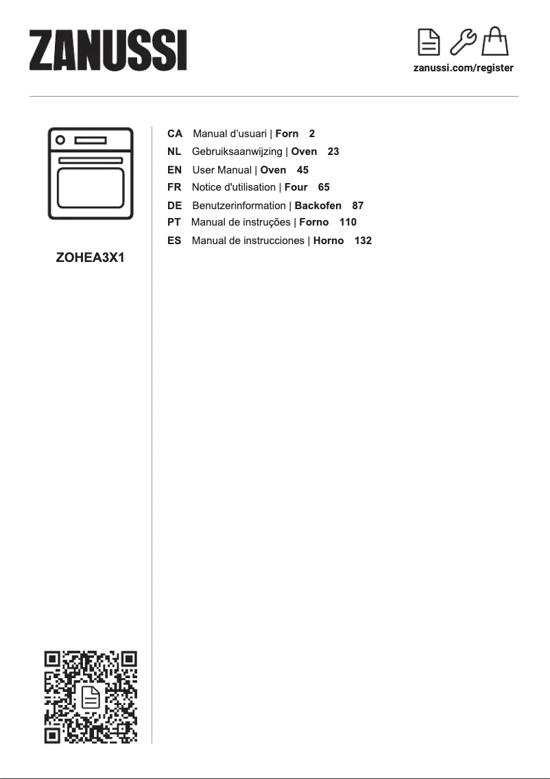 Page 1 of the manual User Manual Zanussi ZOHEA3X1