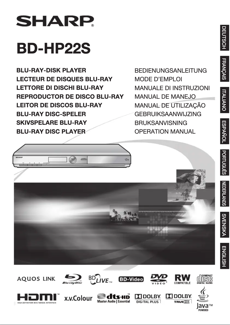 First page image of the manual for BD-HP22S