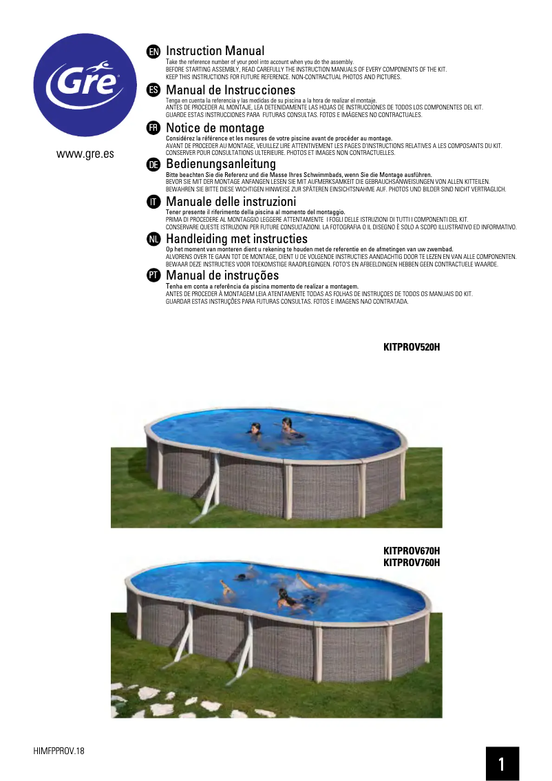 Page 1 of the manual User Manual Gre KITPROV760H