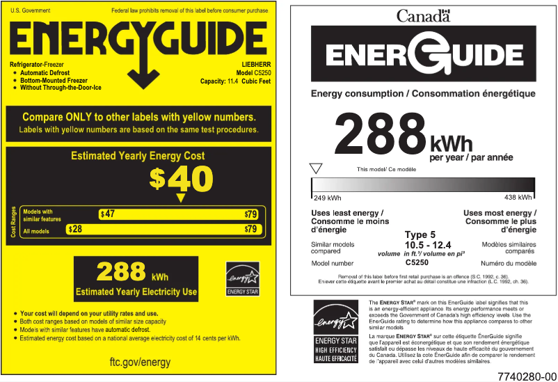 Page 1 of the manual Energy Label Liebherr C5250