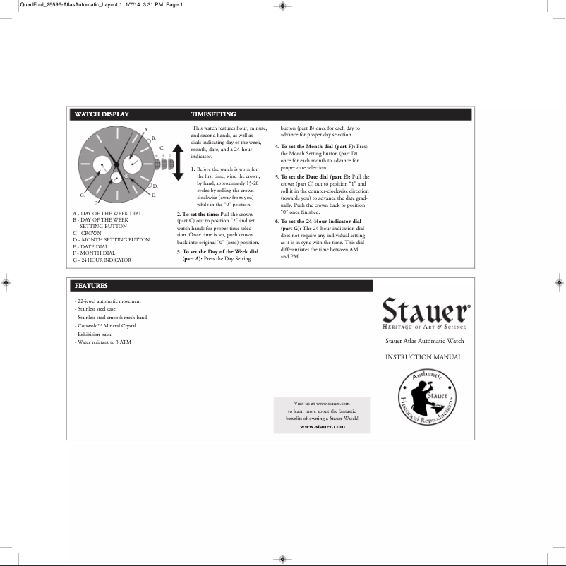 Page 1 of the manual User Manual Stauer 25596