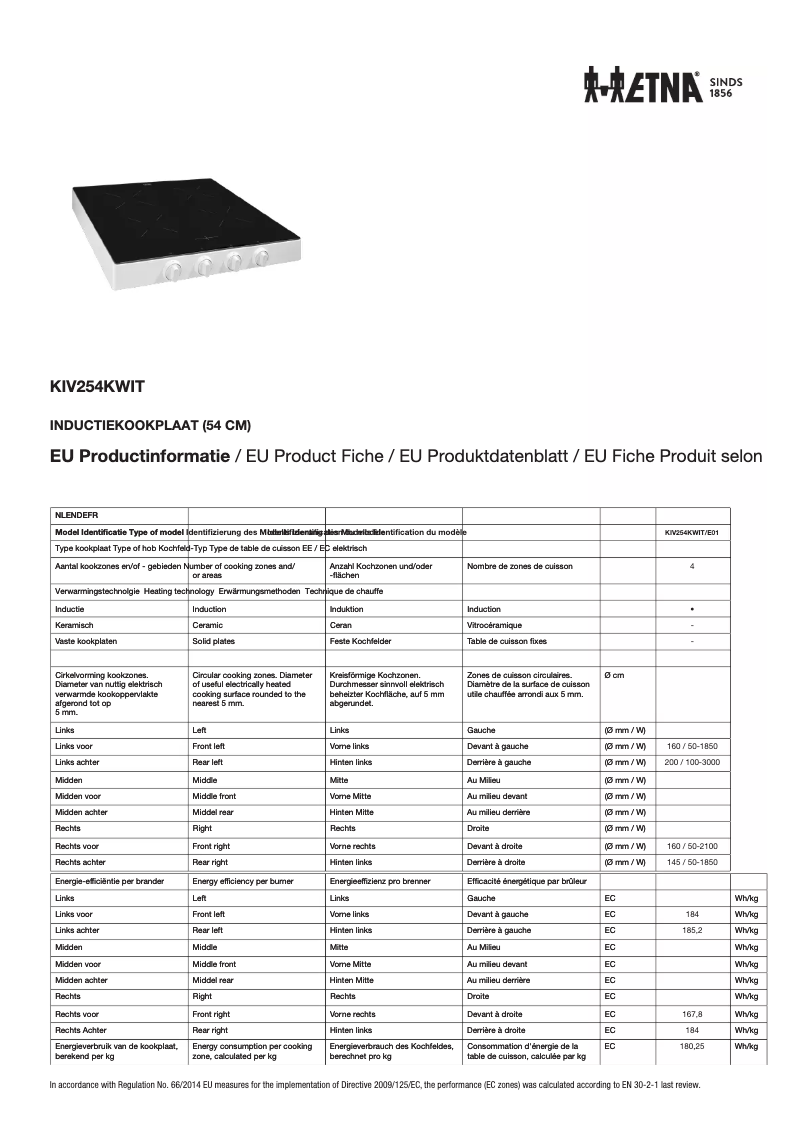 First page image of the manual for KIV254KWIT
