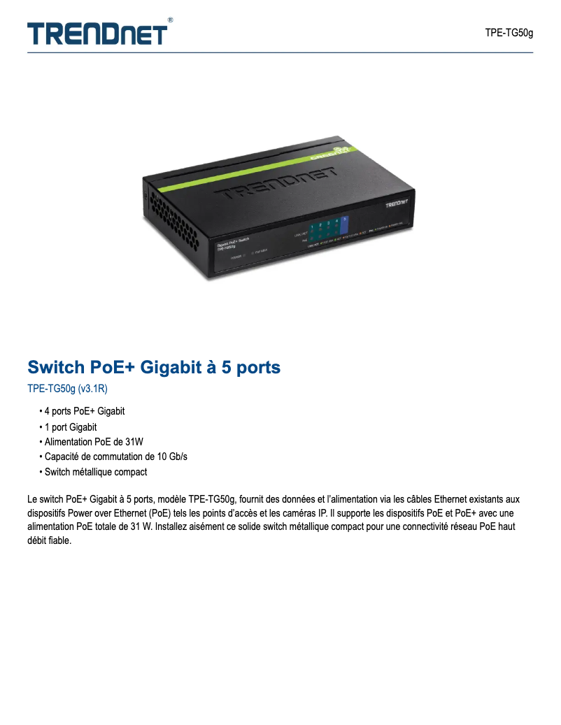 First page image of the manual for TPE-TG50g