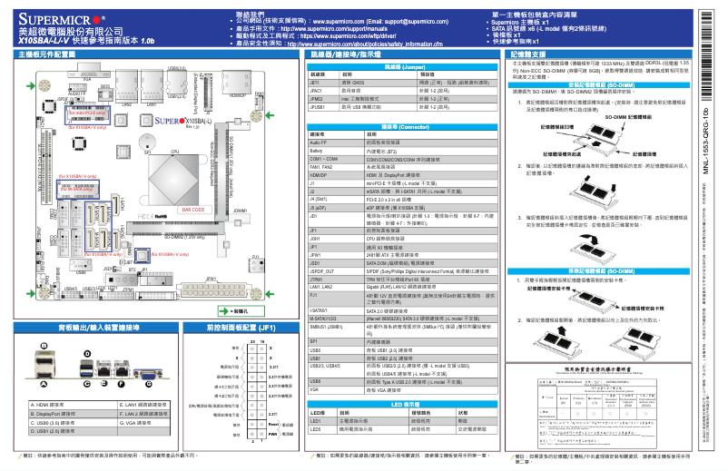First page image of the manual for MBD-X10SBA-O