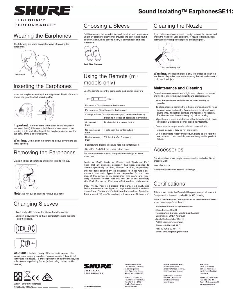 Image de la première page du manuel de l'appareil SE112