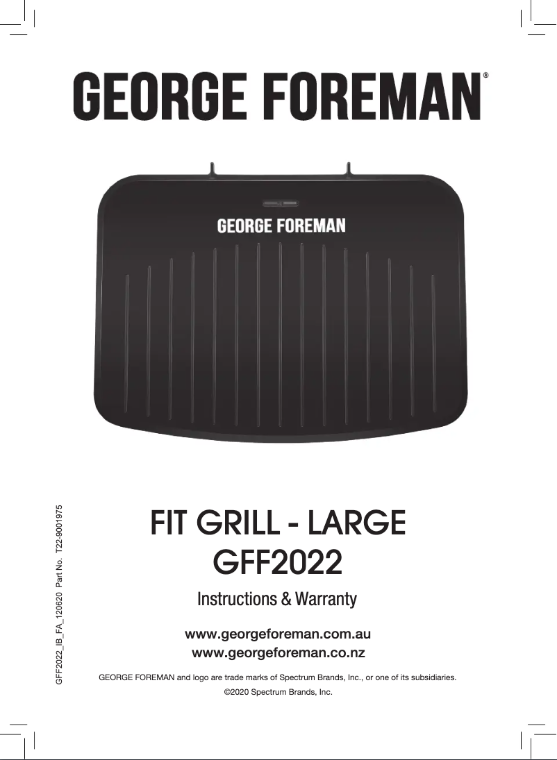 Page 1 of the manual User Manual George Foreman Fit Grill GFF2022