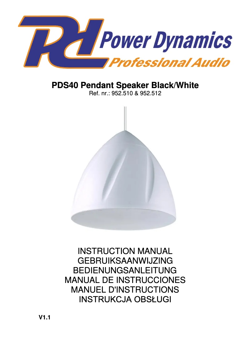 First page image of the manual for PDS40B