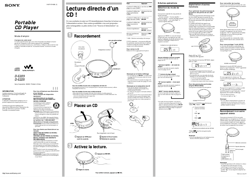 Page 1 of the manual User Manual Sony Discman D-E225