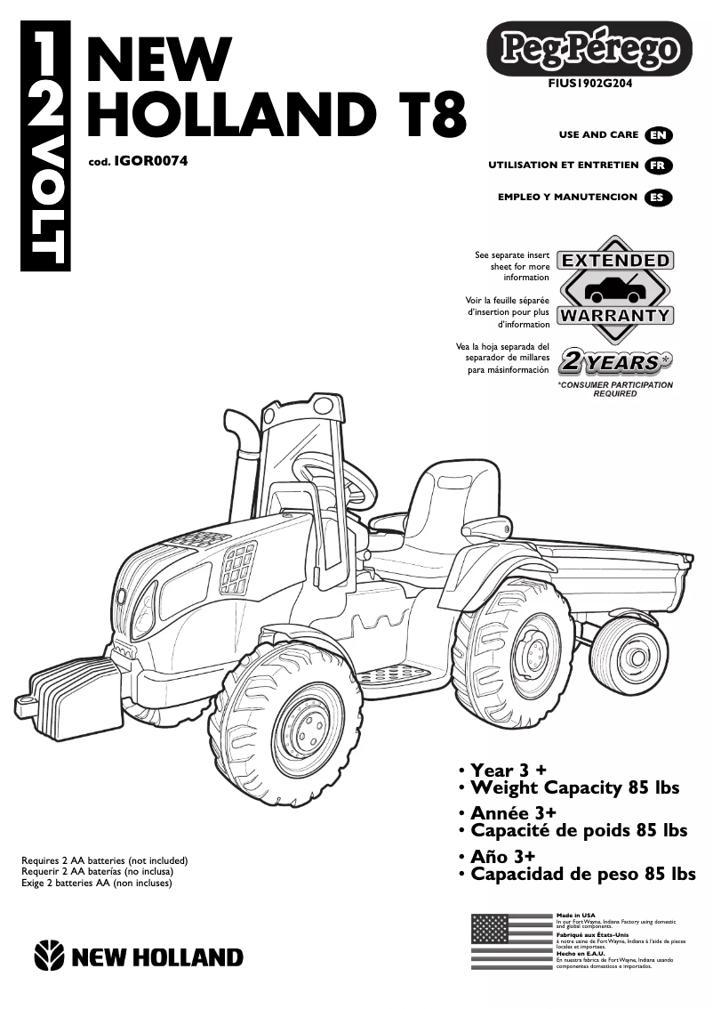 Page 1 of the manual User Manual Peg Perego New Holland T8