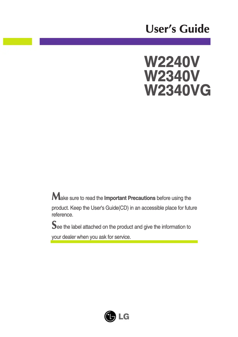 First page image of the manual for W2340V