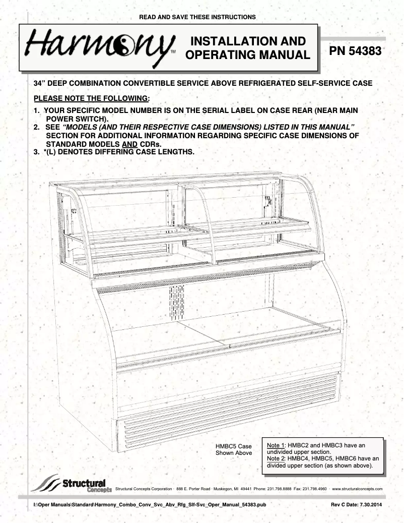 Page 1 of the manual User Manual Structural Concepts HMBC3-QS
