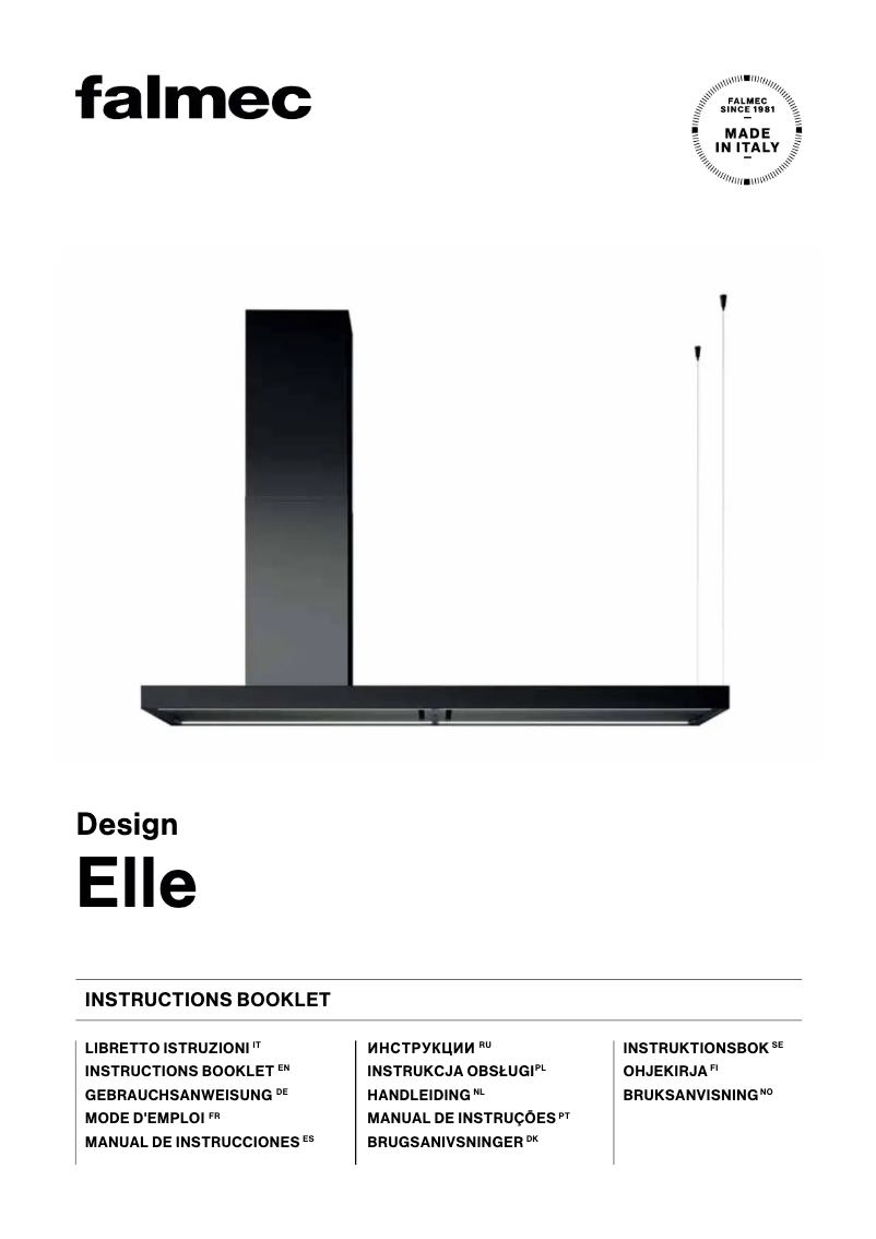 Page 1 of the manual User Manual Falmec Elle