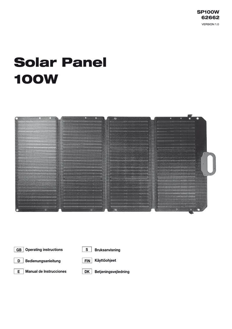 First page image of the manual for SP100W
