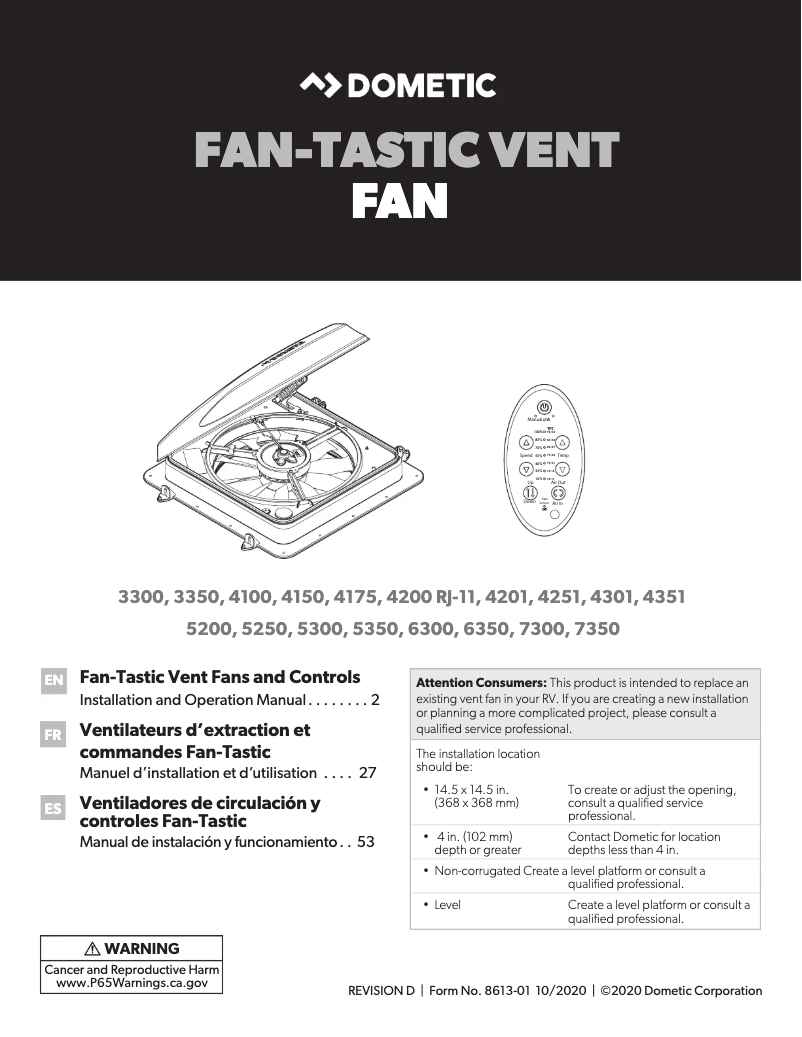 Image de la première page du manuel de l'appareil FanTastic Vent 3350