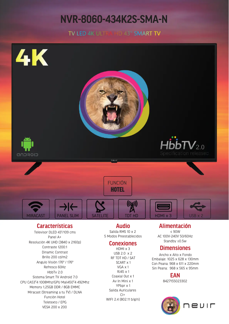 Page 1 of the manual Brochure Nevir NVR-8060-434K2S-SMA-N