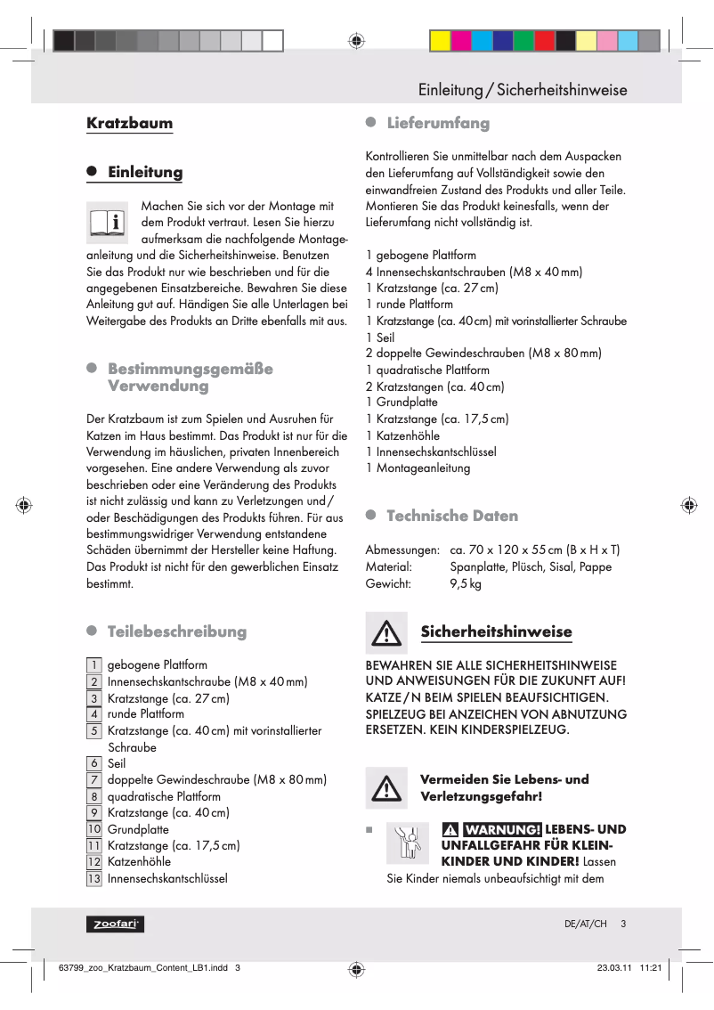 First page image of the manual for IAN 63799