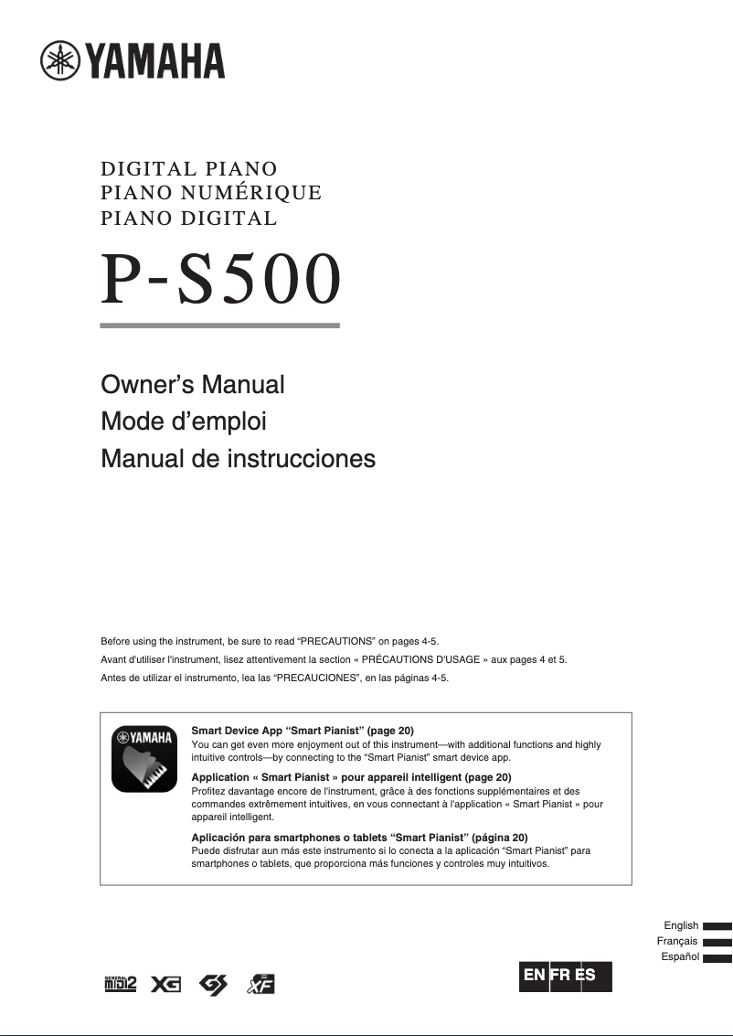 Page 1 of the manual User Manual Yamaha P-S500