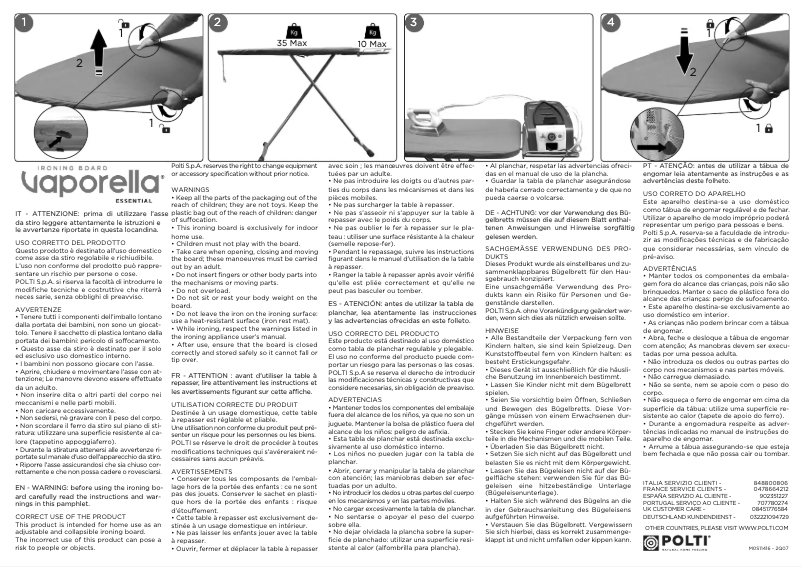 Page 1 of the manual User Manual Polti Vaporella Essential 