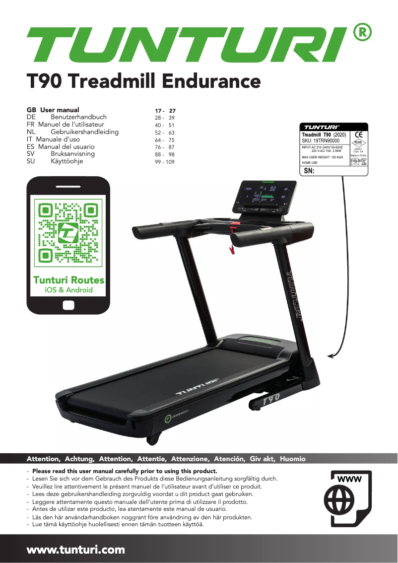 First page image of the manual for Endurance T90