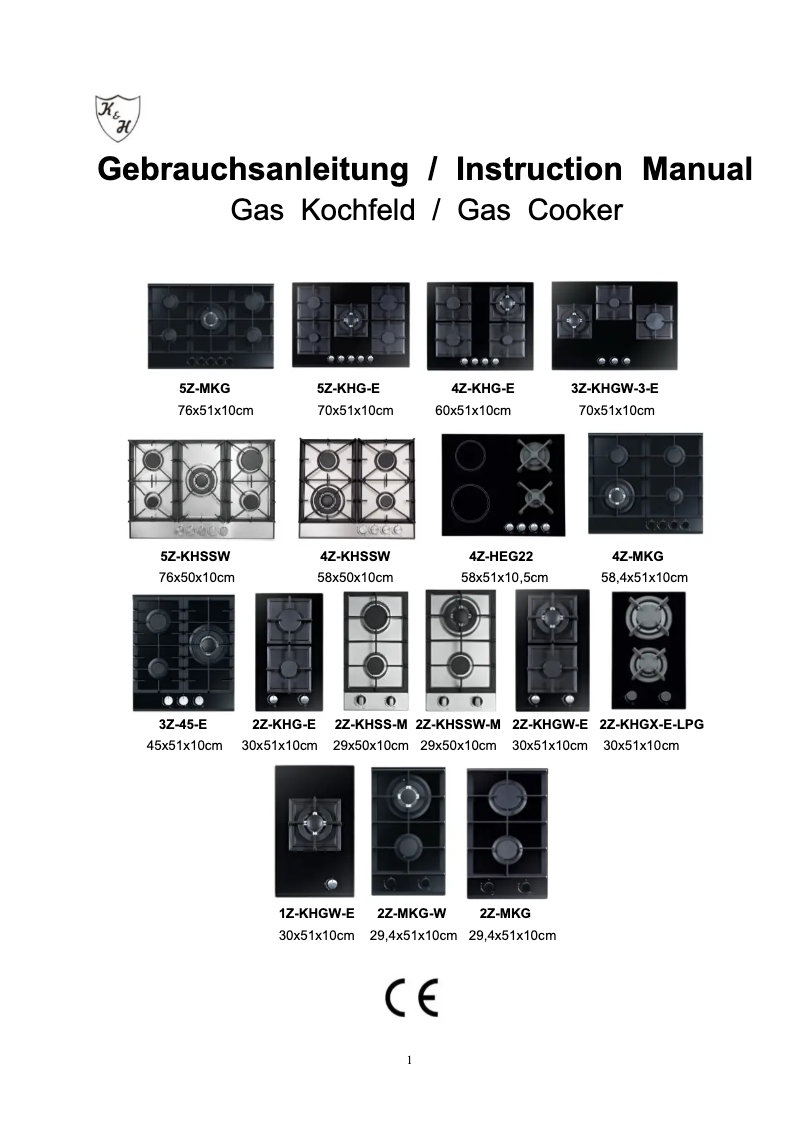 First page image of the manual for 1Z-KHGW