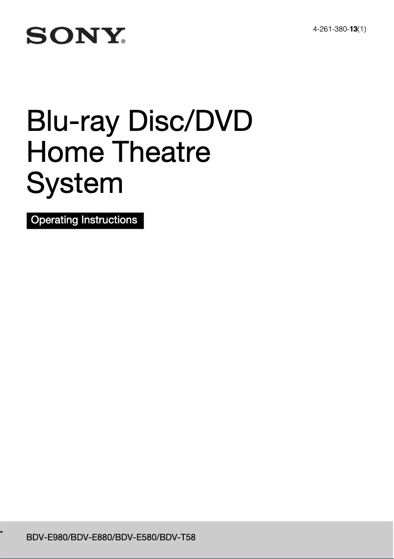 First page image of the manual for BDV-T58