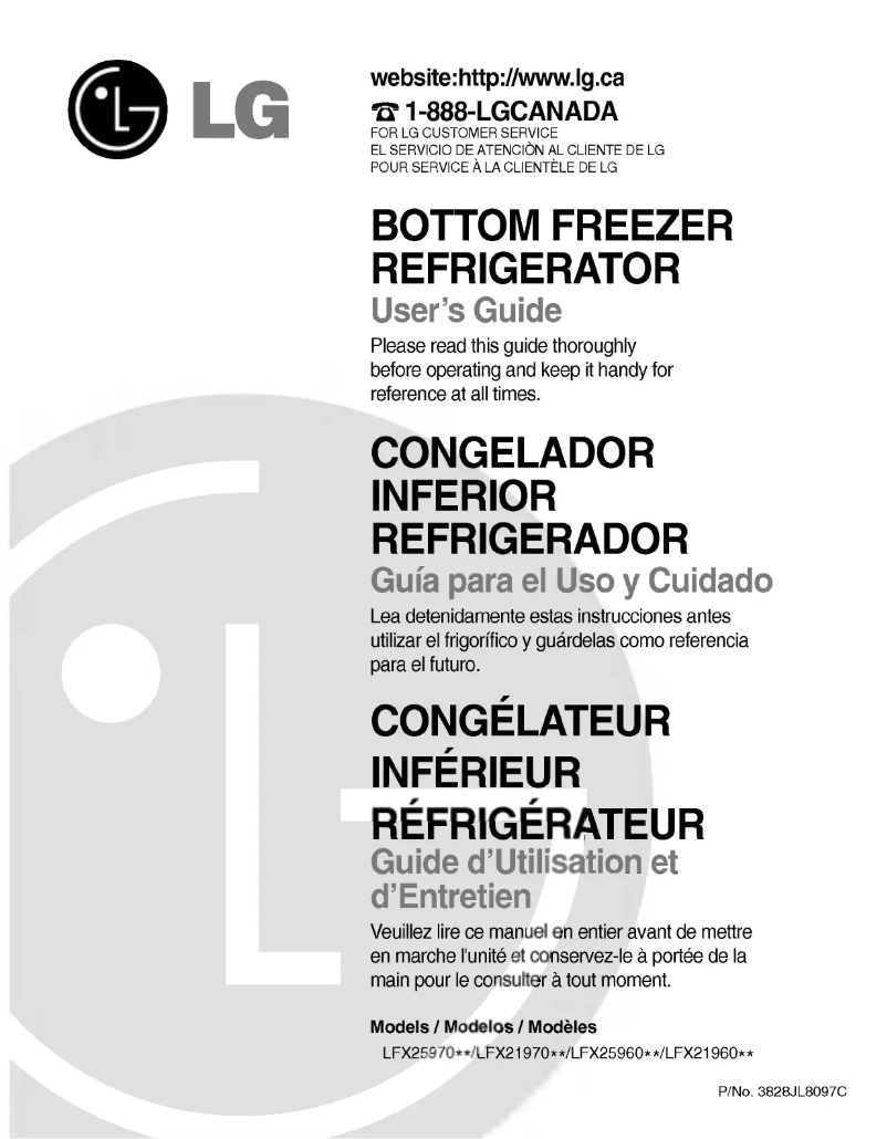 First page image of the manual for GR-L258SSKA