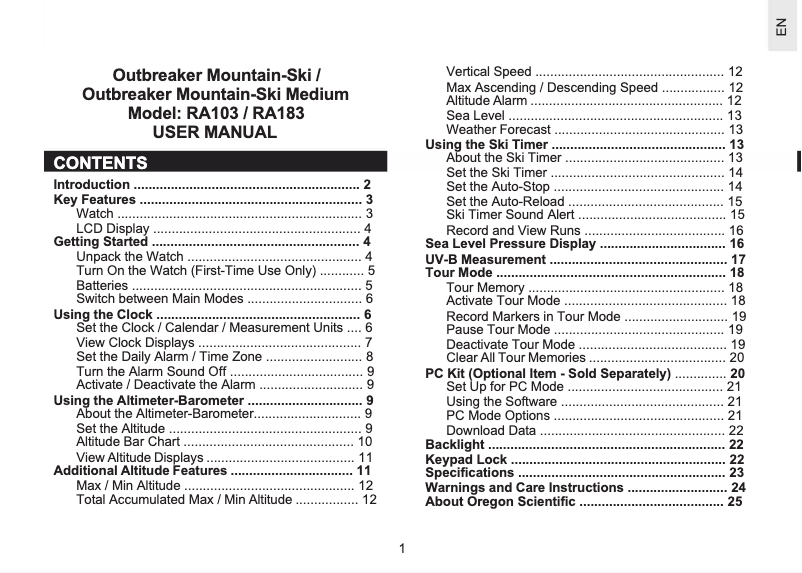 First page image of the manual for RA183