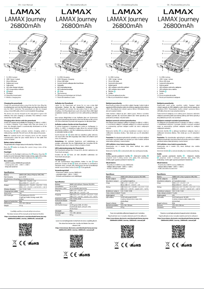 Page 1 of the manual User Manual Lamax Journey 26800mAh