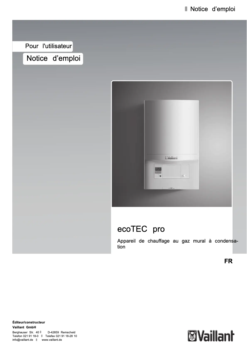 First page image of the manual for EcoTec pro VHR CW 3/5-3