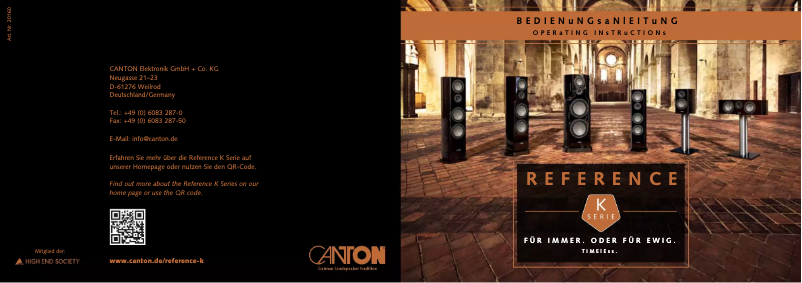 Page 1 of the manual User Manual Canton Reference 7 K