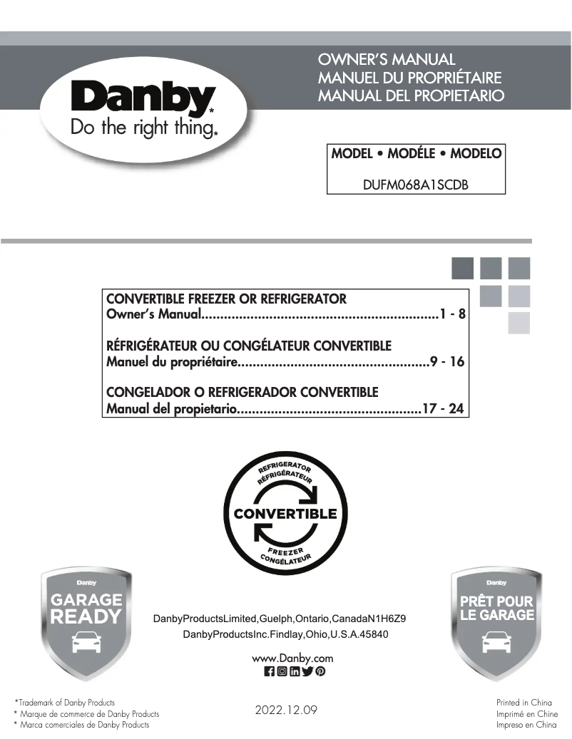 Page 1 of the manual User Manual Danby DUFM068A1SCDB
