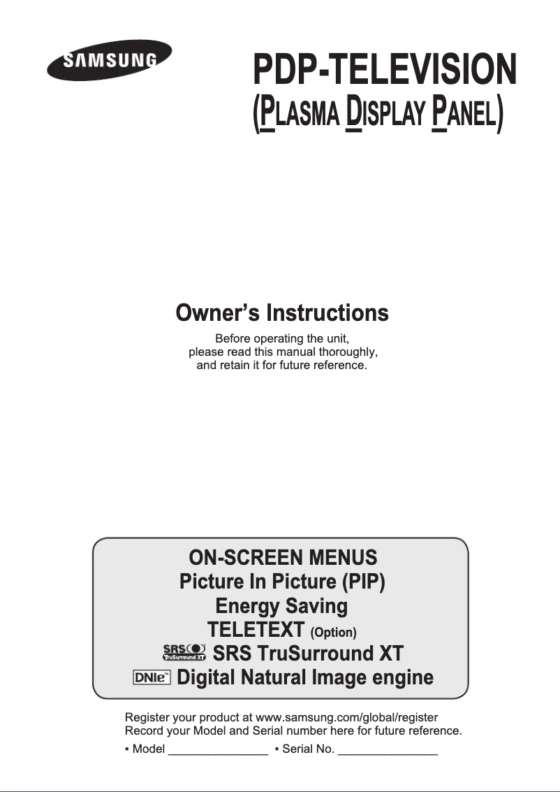 First page image of the manual for PS-50C91