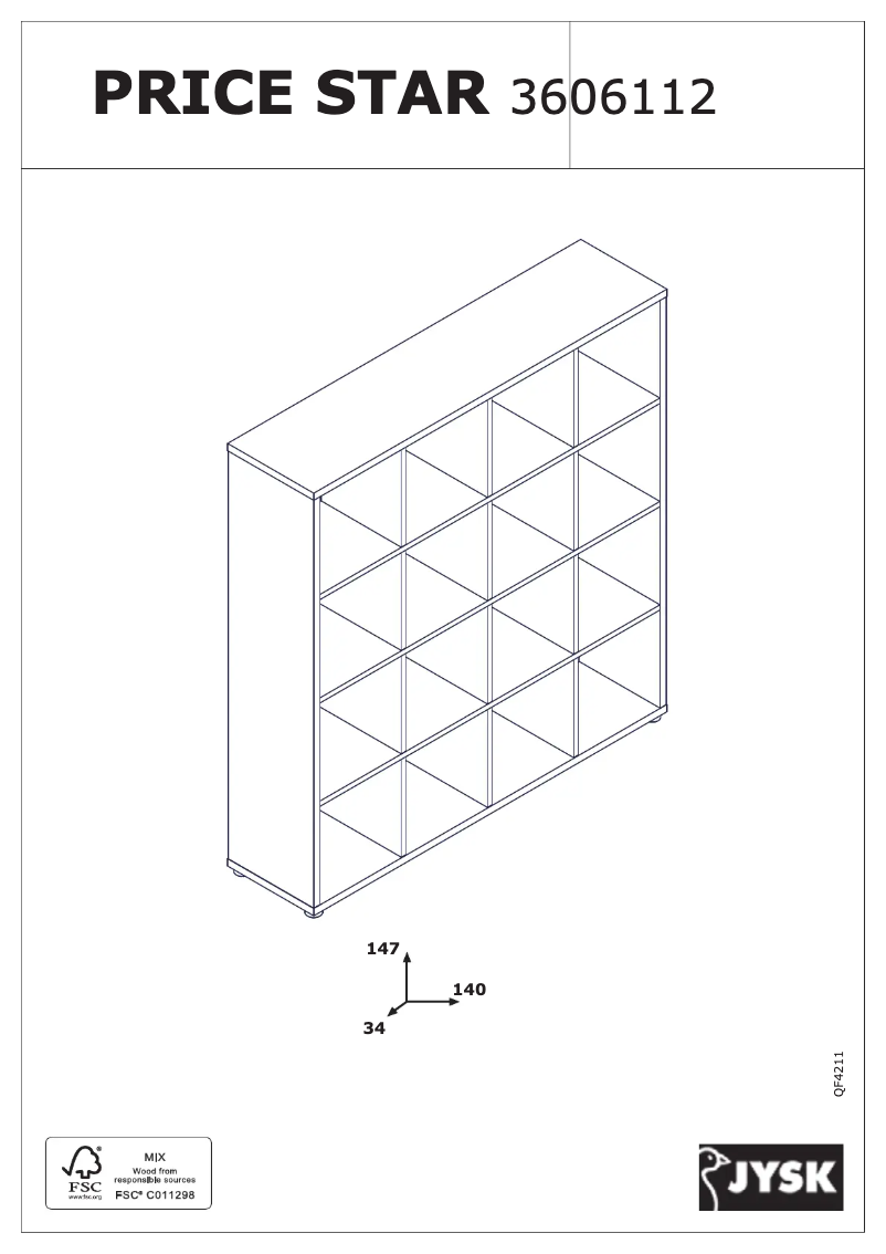 Page 1 of the manual User Manual JYSK Price Star (141x147x34)
