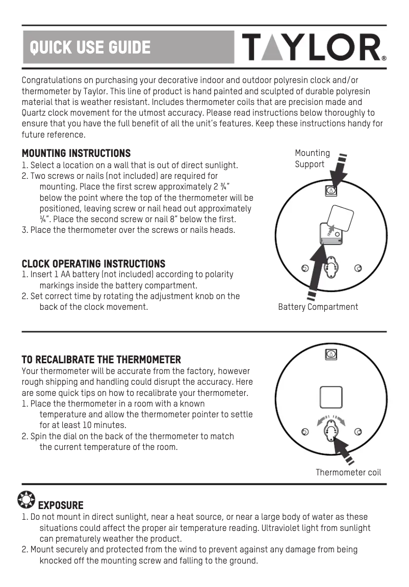 Page 1 of the manual User Manual Taylor 5280578
