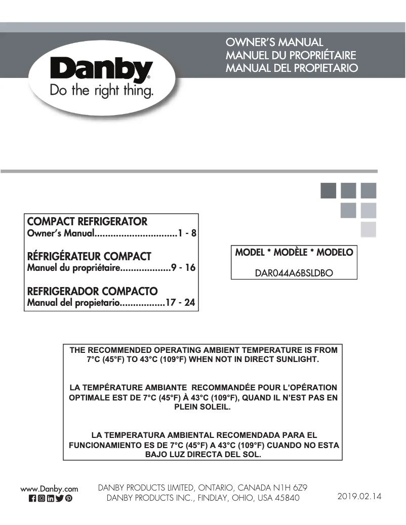 Page 1 of the manual User Manual Danby DAR044A6BSLDBO