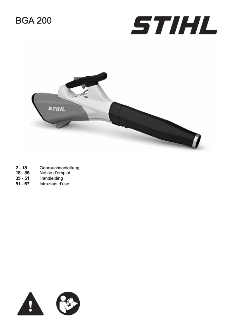 First page image of the manual for BGA 200