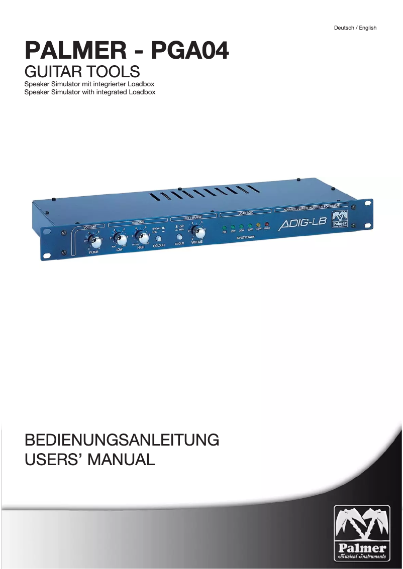 Page 1 of the manual User Manual Palmer PGA04