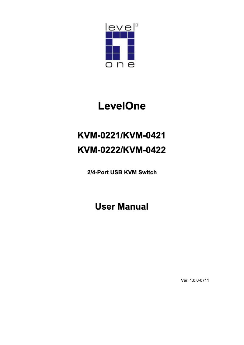 First page image of the manual for KVM-0221